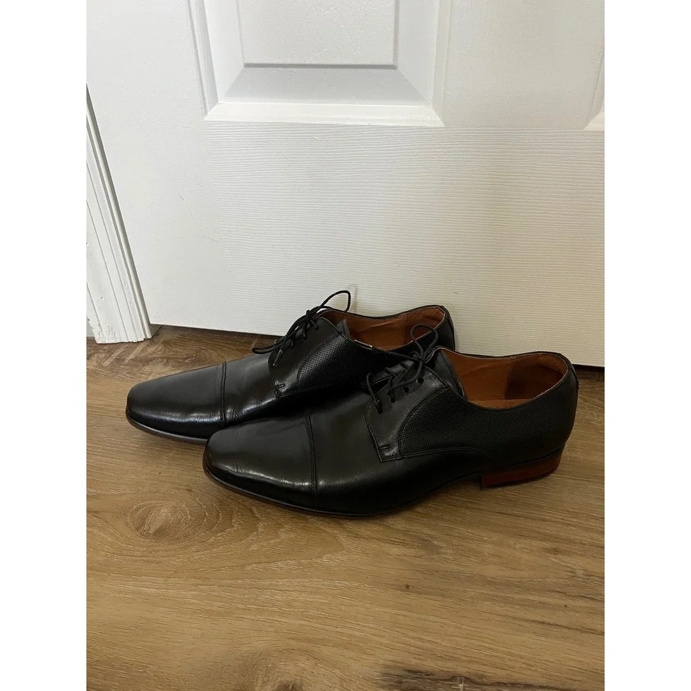 Florsheim Mens Black Leather Cap Toe Perforated Oxford Dress Shoes 11D